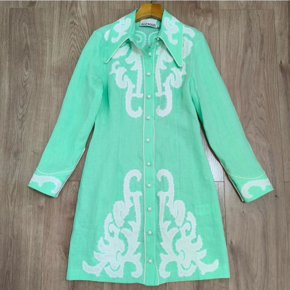 ALÉMAIS Ruby appliqué linen minidress